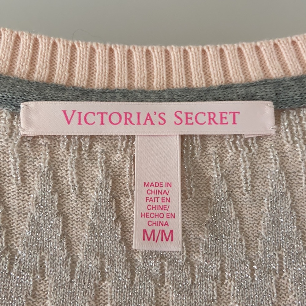 Victoria’s Secret pink and gray fit & flare sweater shimmer dress in size M - Picture 4 of 8